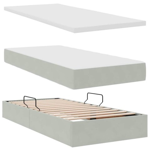VidaXL Łóżko Ze LED Lights Jasnoszary 200 x 200 cm Aksamit