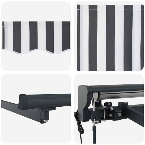 MARKIZA ZWIJANA ANTRACYTOWY I BIAŁY 450 × 300CM