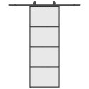 VidaXL Drzwi przesuwne z zestawem okuć czarne 76x205 cm ESG szkło