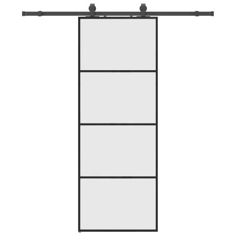 VidaXL Drzwi przesuwne z zestawem okuć czarne 76x205 cm ESG szkło