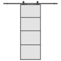 VidaXL Drzwi przesuwne z zestawem okuć czarne 76x205 cm ESG szkło