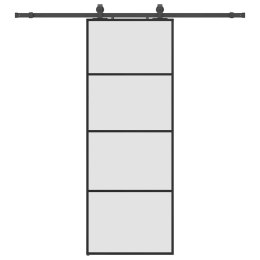 VidaXL Drzwi przesuwne z zestawem okuć czarne 76x205 cm ESG szkło