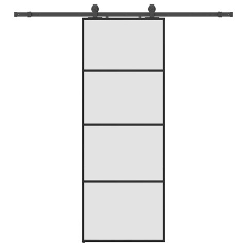 VidaXL Drzwi przesuwne z zestawem okuć czarne 76x205 cm ESG szkło