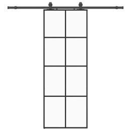 VidaXL Drzwi przesuwne z zestawem okuć czarne 76x205 cm ESG szkło
