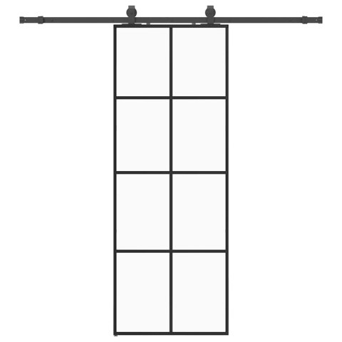 VidaXL Drzwi przesuwne z zestawem okuć czarne 76x205 cm ESG szkło