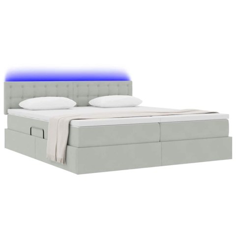 VidaXL Łóżko Ze LED Lights Jasnoszary 200 x 200 cm Aksamit