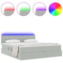 VidaXL Łóżko Ze LED Lights Jasnoszary 200 x 200 cm Aksamit