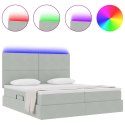 VidaXL Łóżko Ze LED Lights Jasnoszary 200 x 200 cm Aksamit