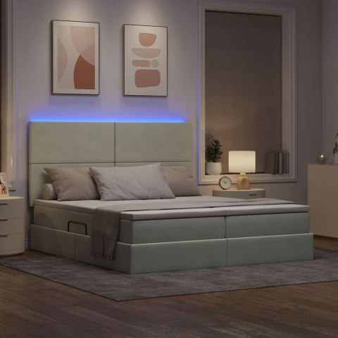 VidaXL Łóżko Ze LED Lights Jasnoszary 200 x 200 cm Aksamit