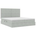 VidaXL Łóżko Ze LED Lights Jasnoszary 200 x 200 cm Aksamit
