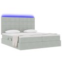 VidaXL Łóżko Ze LED Lights Jasnoszary 200 x 200 cm Aksamit