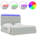 VidaXL Łóżko Ze LED Lights Jasnoszary 200 x 200 cm Aksamit