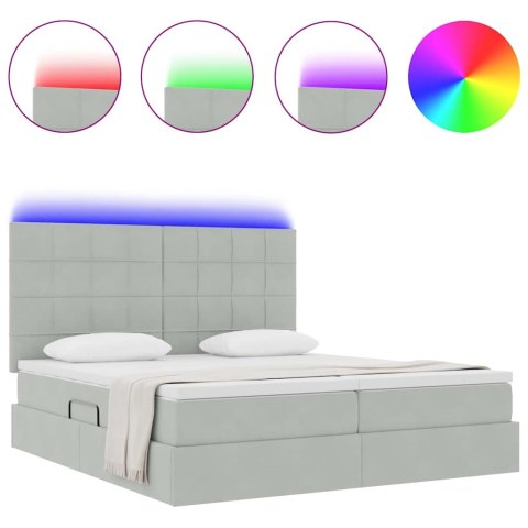 VidaXL Łóżko Ze LED Lights Jasnoszary 200 x 200 cm Aksamit