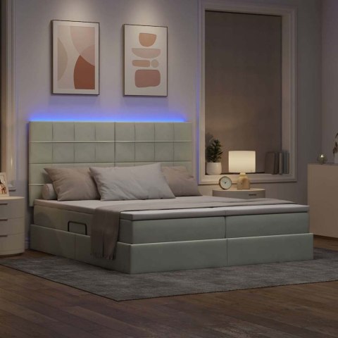 VidaXL Łóżko Ze LED Lights Jasnoszary 200 x 200 cm Aksamit