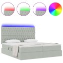 VidaXL Łóżko Ze LED Lights Jasnoszary 200 x 200 cm Aksamit