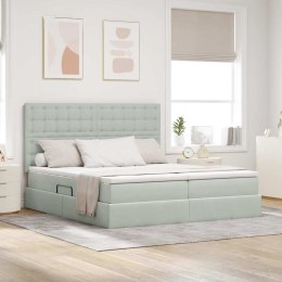 VidaXL Łóżko Ze LED Lights Jasnoszary 200 x 200 cm Aksamit