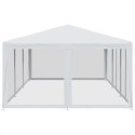 NAMIOT IMPREZOWY Z 10 ŚCIANAMI Z SIATKI BIAŁY 6X4 M HDPE