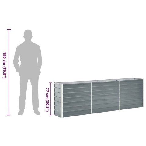 PODWYŻSZONA DONICA Z GALWANIZOWANEJ STALI 240X40X77CM SZARA