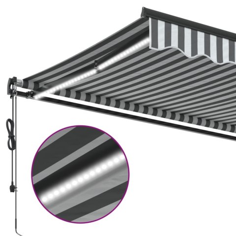 AUTOMATYCZNA MARKIZA OGRODOWA Z LED ANTRACYTOWO-BIAŁA 450X350CM
