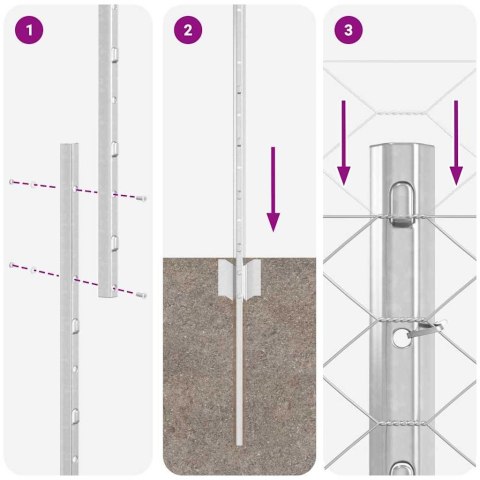 OGRODZENIE Z SŁUPKIEM SREBRNY 1,6X 50M STAL