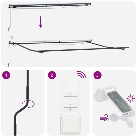 MARKIZA OGRODOWA ELEKTRYCZNA 400X350 CM BIAŁA Z PILOTEM ZWIJANA OCHRONA UV