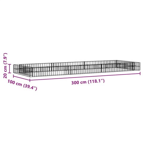 PODWYŻSZONA DONICA GABIONOWA GALWANIZOWANA STAL 300X100X20CM