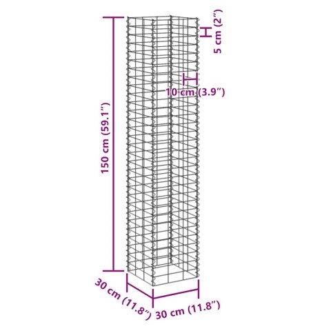 WYSOKIE DONICE GABIONOWE 3 SZT. 30X30X150CM ŻELAZO