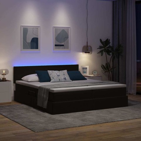 VidaXL Łóżko Ze LED Lights Z zagłówkiem Czarny 200 x 200 cm Aksamit