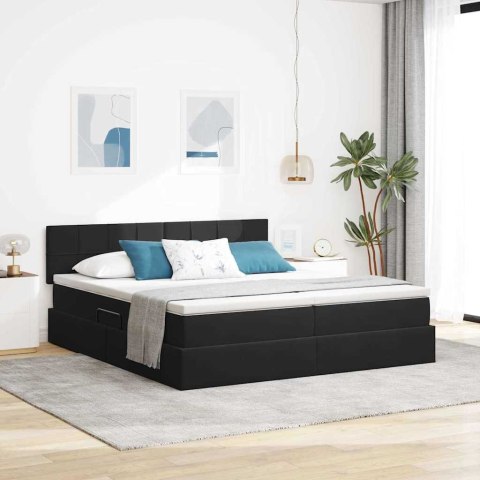 VidaXL Łóżko Ze LED Lights Z zagłówkiem Czarny 200 x 200 cm Aksamit