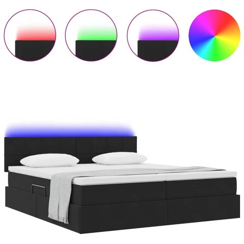 VidaXL Łóżko Ze LED Lights Z zagłówkiem Czarny 200 x 200 cm Aksamit
