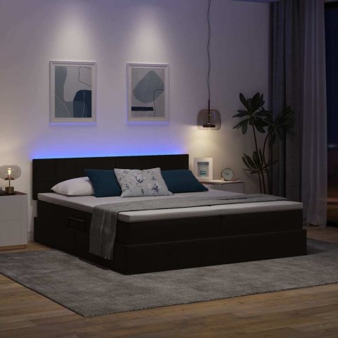 VidaXL Łóżko Ze LED Lights Z zagłówkiem Czarny 200 x 200 cm Aksamit