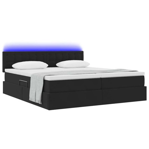 VidaXL Łóżko Ze LED Lights Z zagłówkiem Czarny 200 x 200 cm Aksamit