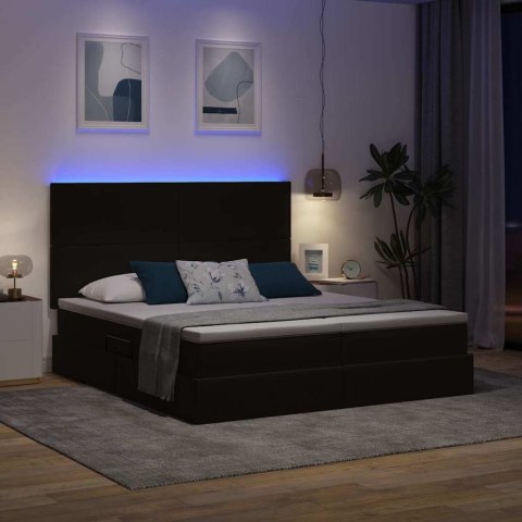 VidaXL Łóżko Ze LED Lights Z zagłówkiem Czarny 200 x 200 cm Aksamit