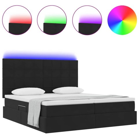 VidaXL Łóżko Ze LED Lights Z zagłówkiem Czarny 200 x 200 cm Aksamit