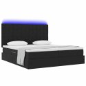 VidaXL Łóżko Ze LED Lights Z zagłówkiem Czarny 200 x 200 cm Aksamit