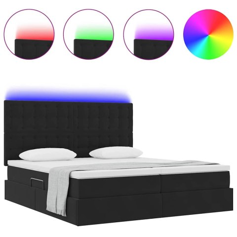 VidaXL Łóżko Ze LED Lights Z zagłówkiem Czarny 200 x 200 cm Aksamit