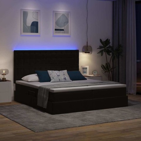 VidaXL Łóżko Ze LED Lights Z zagłówkiem Czarny 200 x 200 cm Aksamit