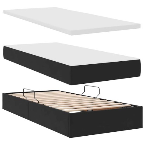 VidaXL Łóżko Ze LED Lights Z zagłówkiem Czarny 200 x 200 cm Aksamit