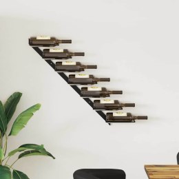 VidaXL Ścienny uchwyt na 7 butelek wina, czarny, metalowy