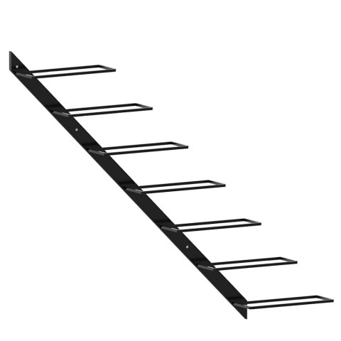 VidaXL Ścienny uchwyt na 7 butelek wina, czarny, metalowy