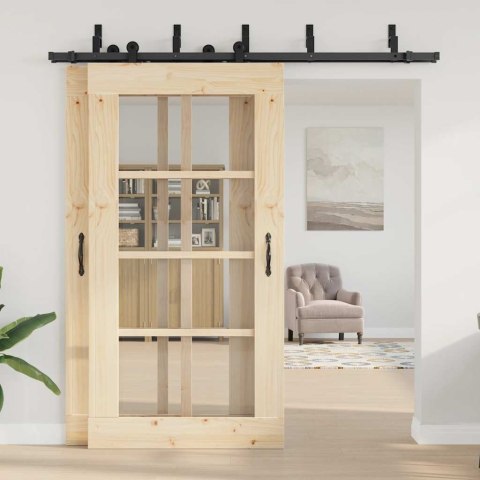 VidaXL System do montażu drzwi przesuwnych, 213,5 cm, stal, czarny