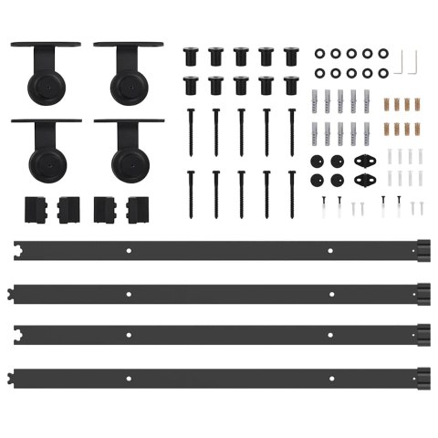 VidaXL System do montażu drzwi przesuwnych, 213,5 cm, stal, czarny