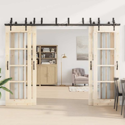 VidaXL System do montażu drzwi przesuwnych, 305 cm, stal, czarny