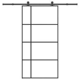 VidaXL Drzwi przesuwne a akcesoriami, 102,5x205 cm, ESG i aluminium