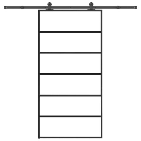 VidaXL Drzwi przesuwne z osprzętem, 102x205 cm, szkło ESG i aluminium