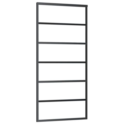 VidaXL Drzwi przesuwne z osprzętem, 90x205 cm, szkło ESG i aluminium