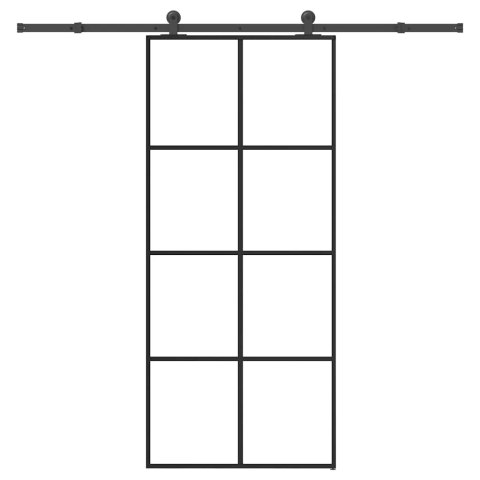 VidaXL Drzwi przesuwne z osprzętem, 90x205 cm, szkło ESG i aluminium