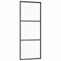 VidaXL Drzwi przesuwne z osprzętem, szkło ESG i aluminium, 76x205 cm