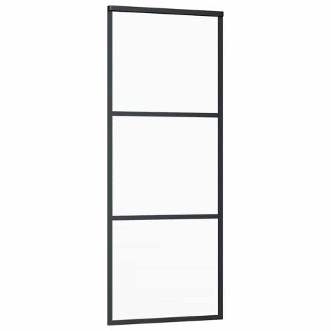 VidaXL Drzwi przesuwne z osprzętem, szkło ESG i aluminium, 76x205 cm