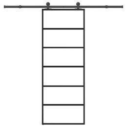 VidaXL Drzwi przesuwne z osprzętem, szkło ESG i aluminium, 76x205 cm